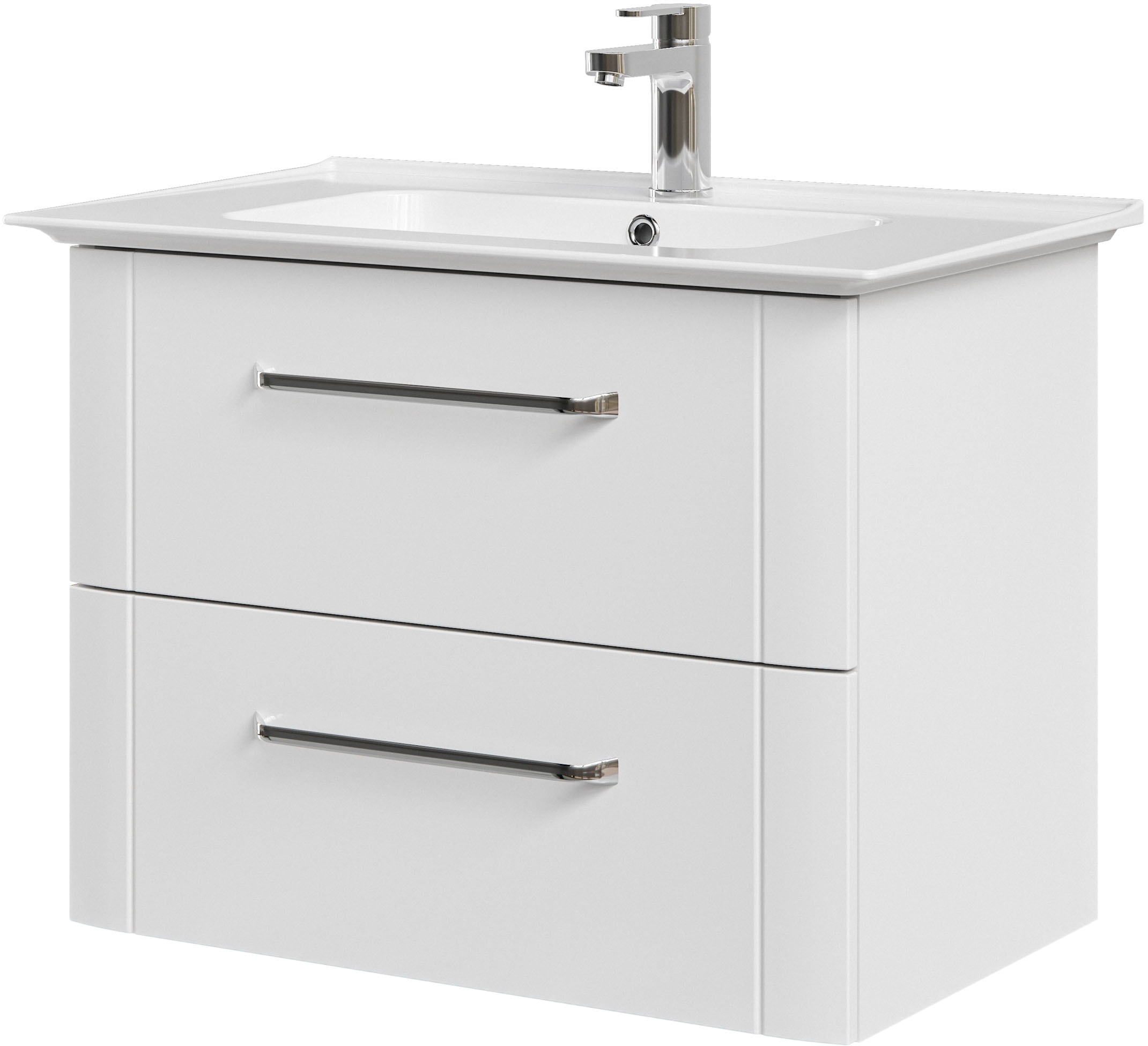 Badmöbel-Set SAPHIR "Waschtisch Serie 3006 Keramik-Waschtisch mit Unterschrank, 80 cm breit", weiß, B:80cm H:57,4cm T:46,8cm, Holzwerkstoff, Kastenmöbel-Sets, Badmöbel-Set, Waschplatz mit 2 Schubladen, Badmöbel-Set mit Waschtisch