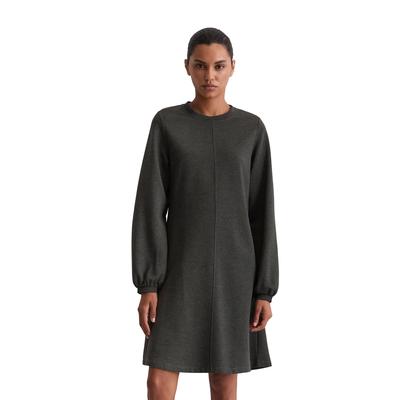 Jerseykleid MARC O'POLO "aus Interlock-Qualität", Damen, Gr. 46, Normalgrößen, night grau melange, Obermaterial: 94% Baumwolle, 6% Elasthan; Futter: 100% Nicht verfügbar, unifarben, relaxed fit kurz, Rundhals, Langarm Bündchen, Kleider Image
