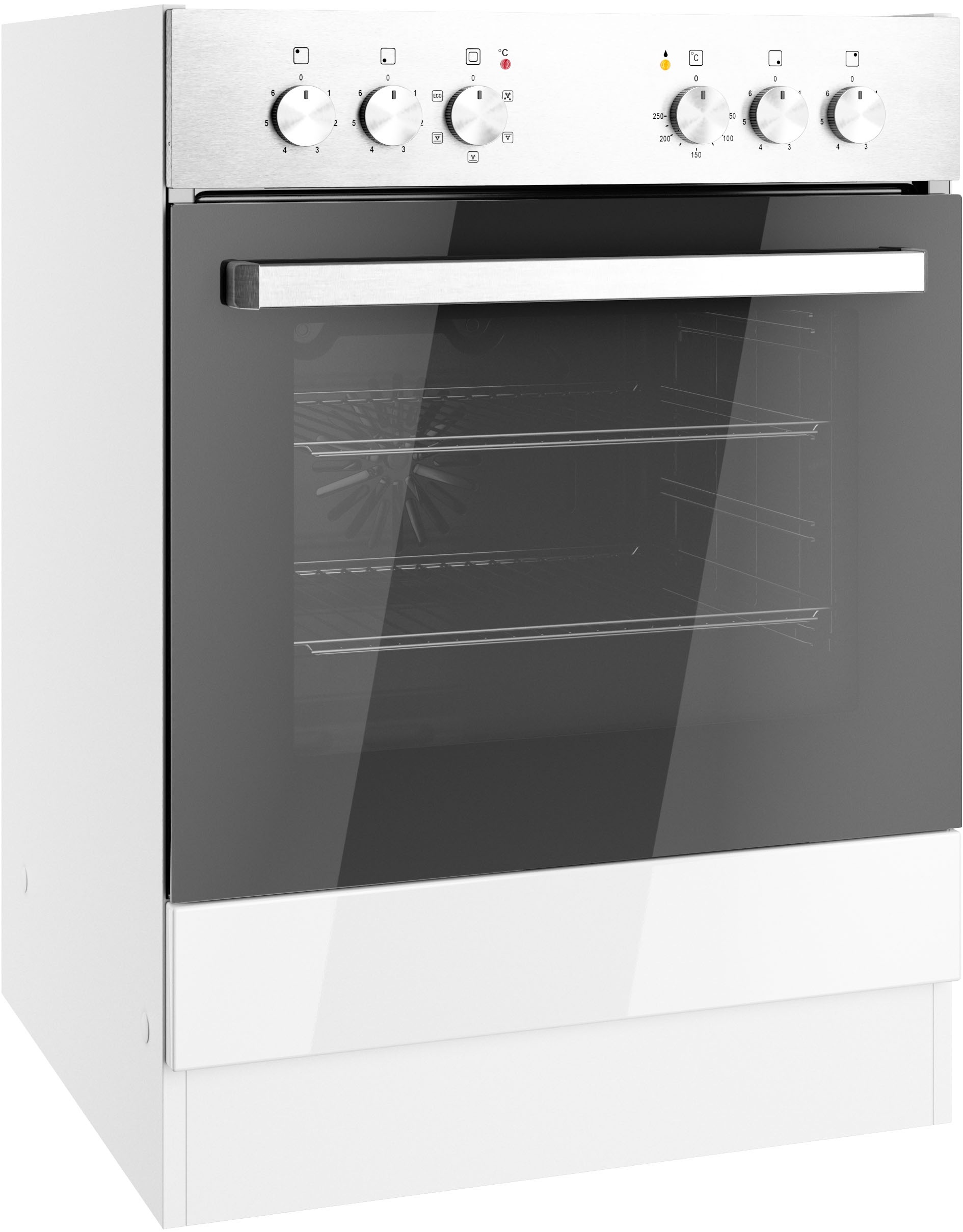 Herdumbauschrank KOCHSTATION "KS-Milan", weiß (weiß hochglanz), B:60cm H:82cm T:60cm, MDF, Schränke, Herdumbauschrank, Herdumbauschrank 60 cm, matte oder hochglänzende Fronten