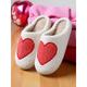 Women's Love Heart Plush Slippers – Furry Warm Indoor Slip-Ons for Winter, Valentine's Day , Bedroom and Cozy Home Wear