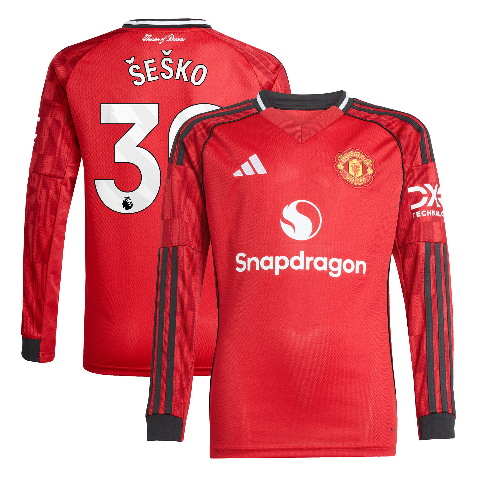 Maillot Domicile Manchester United adidas 2025-26 - Enfant - Manches longues avec flocage Šeško 30