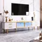 Comanlai Meuble TV LED 170 × 37 × 47,5 cm, meuble bas TV moderne, avec 4 tiroirs texturés, 2 portes en verre trempé pour téléviseurs de 60 à 65 pouces