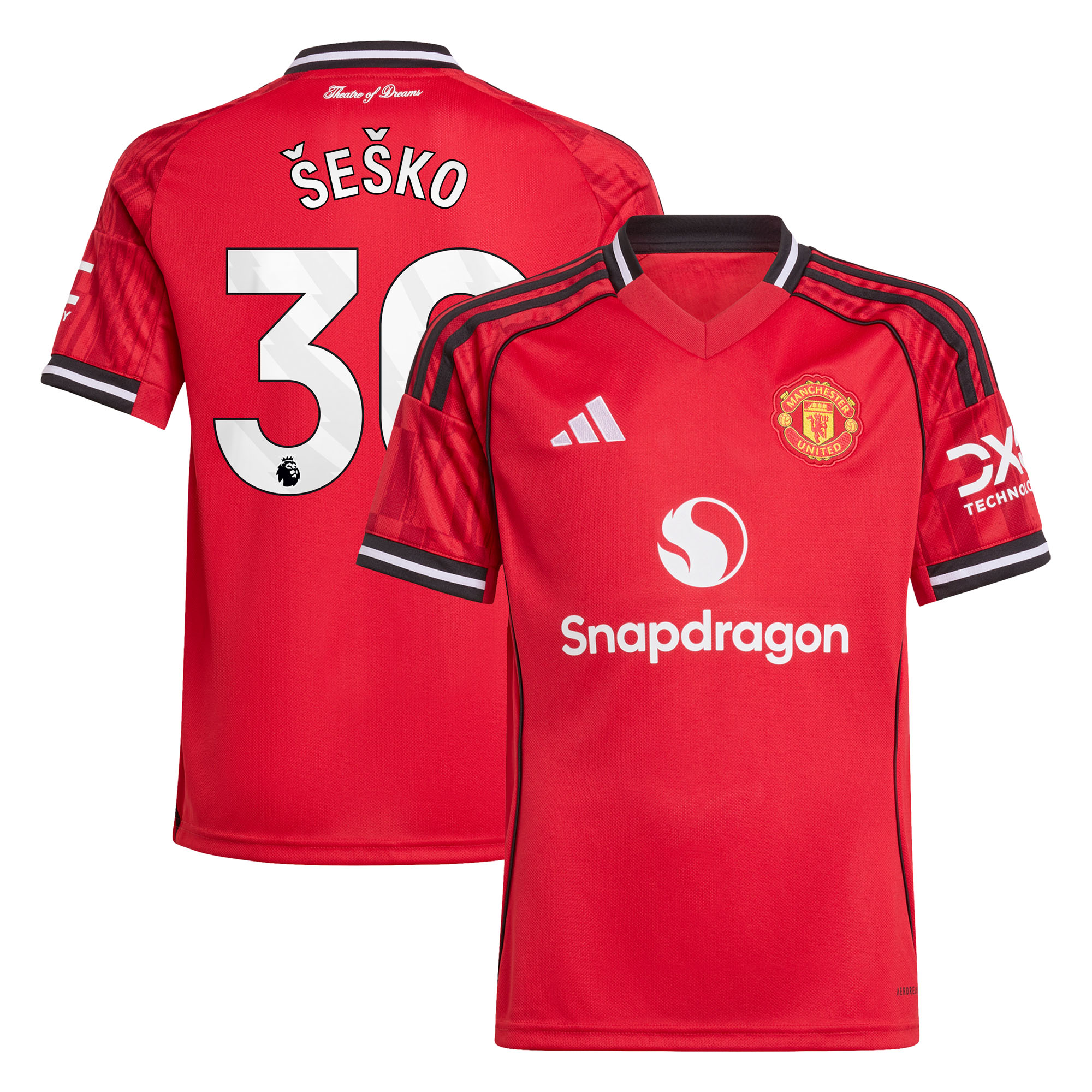 Manchester United adidas Heimtrikot 2025-26 - Kinder mit Aufdruck Šeško 30 Image