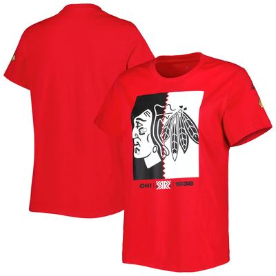 Rotes adidas Chicago Blackhawks Reverse Retro Fresh T-Shirt für Herren