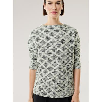 Walbusch Damen Boucle Sweatshirt Kaminkragen Blau noch offen: Muster Image