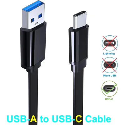Flat Design USB C Android Auto Cable, USB-C to USB-A 5Gbps Data Sync Cord, 3FT Type C Fast Charger Cable Compatible with Samsung
