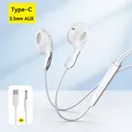 Cuffie auricolari stereo Hi-Fi con microfono HD, auricolari sportivi in-ear con cavo da 3,5 mm di tipo C, per cellulari Xiaomi e Samsung.