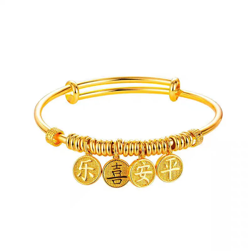 Bracciale con ciondolo regolabile "Horse Brings Wealth" da donna in oro 24 carati, AU999 - Bracciale con ciondolo 24K, occasioni regolabili