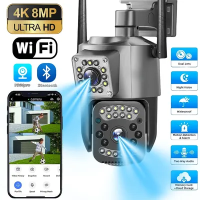 V380 Pro 8MP 4K WiFi Wireless IP Camera Monitor Smart Home Outdoor Waterproof PTZ CCTV Two-way Audio Camera Indoor Auto Tracking