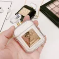 Bottiglia di profumo 3D carina catena di metallo auricolare Wireless trasparente custodia in silicone per AirPods 2 1 pro auricolare Bluetooth