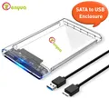 Custodia per disco rigido esterno USB 3.0 2.0 da 2,5 pollici SATA a USB3.0 UASP Custodia per disco rigido portatile trasparente 2T HDD trasparente senza attrezzi