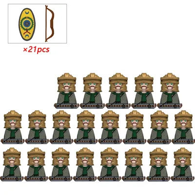 21 stücke MOC Kreative Mittelalterlichen Knights Rom Legionäre Hilfs Figuren Krieger Soldaten Waffen Helm Blöcke Ziegel Spielzeug Image