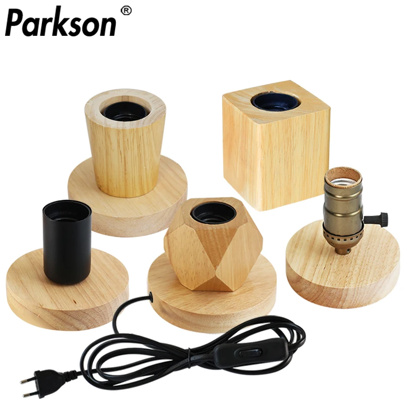 220V 110V Retro Holz Tisch Lampe E27 Buchse Vintage Schreibtisch Lampe Basis Halter EU Stecker Nacht Lampe Dekor holz Basis Tisch Licht