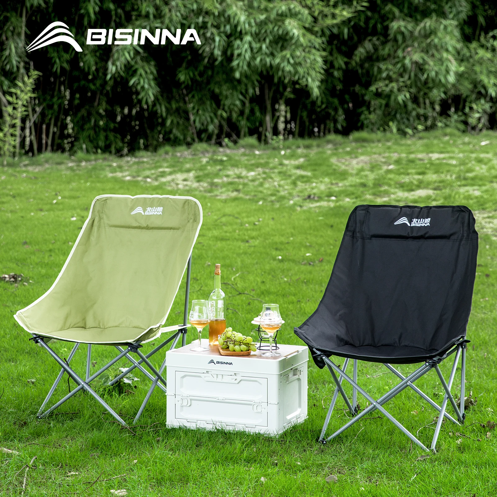 BISINNA Moon Chair mit hoher Rückenlehne, leicht, keine Installation erforderlich, vergrößernde Campingstühle, Outdoor-Angeln, Picknickstuhl