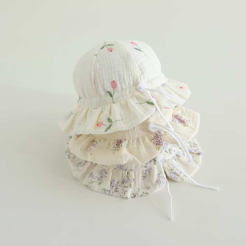 Baby Hut Herbst Dünne Fischer Kappe Sonnenschutz Elastische Gaze Becken Hut Outdoor Princesse Hut für Baby Mädchen Image