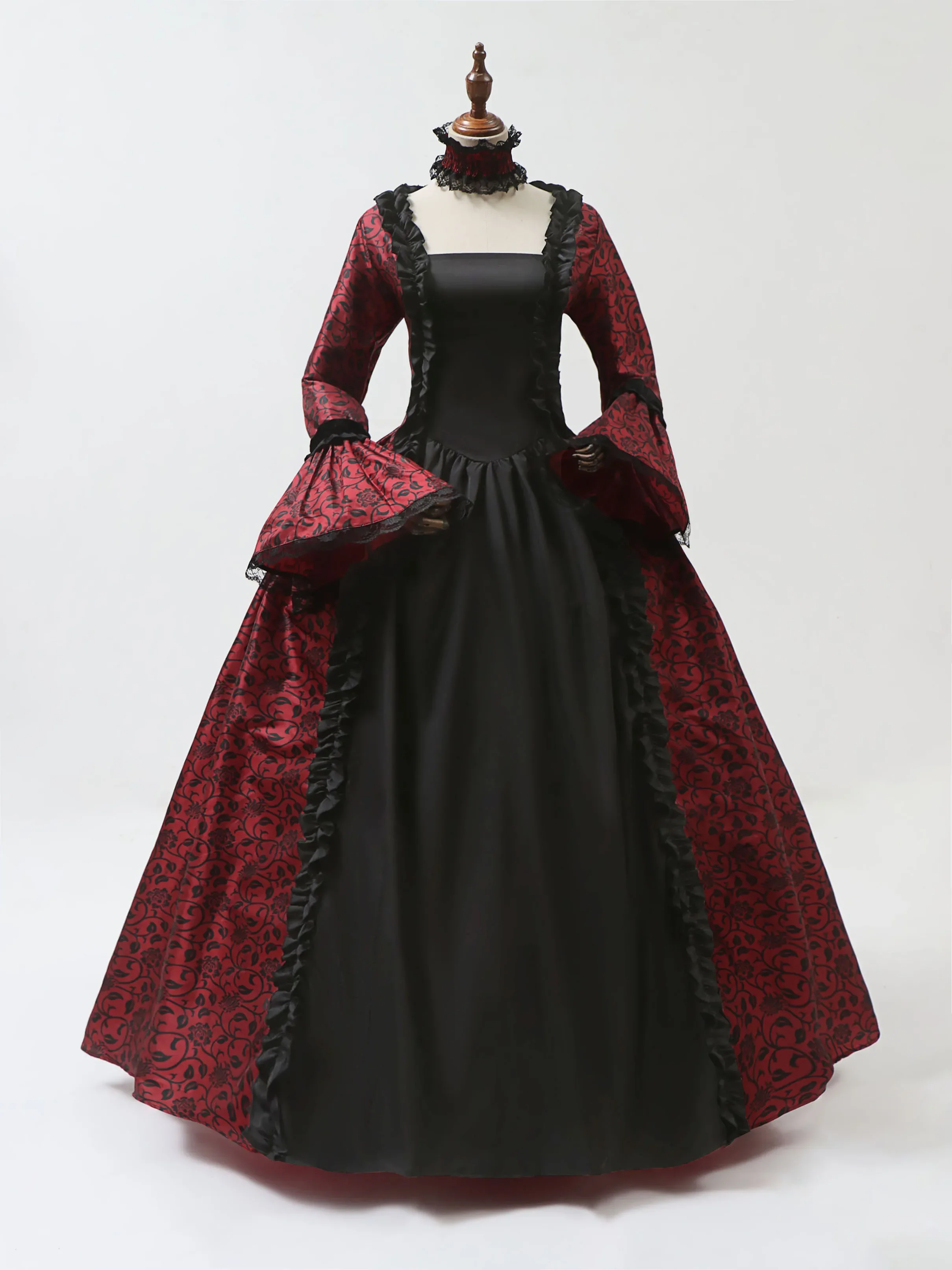 Cosplay Marie Antoinette Kleid Mittelalter Flare Ärmel Viktorianisches Party Formelles Kleid Renaissance Gothic Blumenrobe
