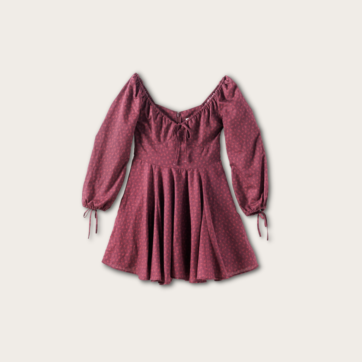 Tecovas Women's Long Sleeve Mini Dress, Burgundy Floral, Cotton Blend, Size Small