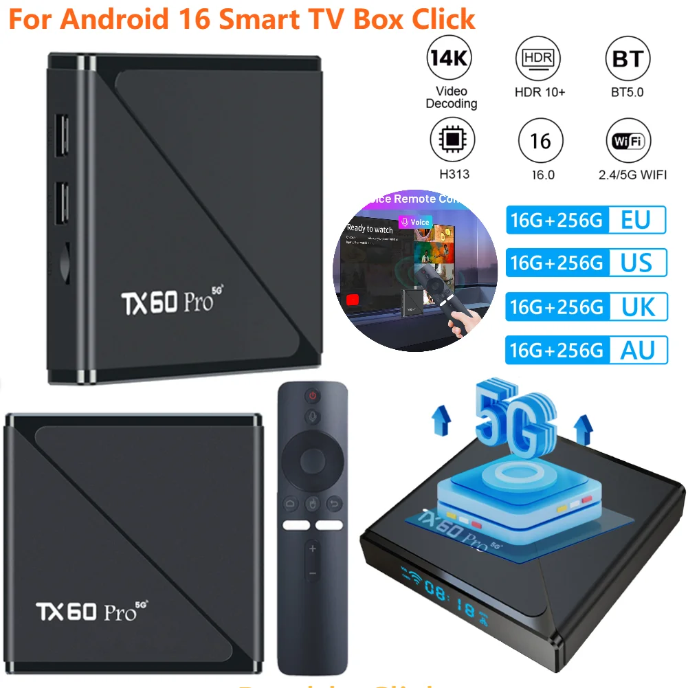 Android 16 Smart TV Box Allwinner H313 Quad Core 2,4G & 5G Dual WiFi6 Media Player Set Top Box Digital Voice Remote 14K 16G 256G Image