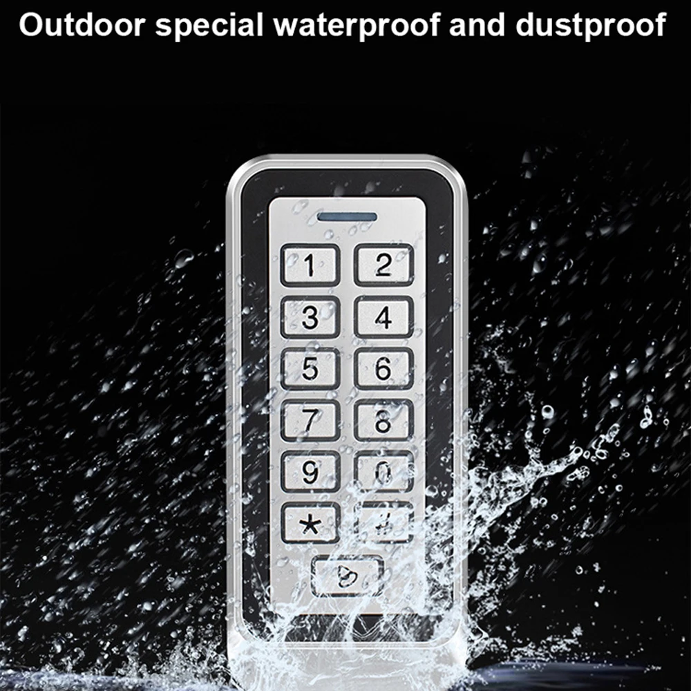 IP66 Wasserdichte Hintergrundbeleuchtung RFID Metall Tür Zugangskontrollleser Rfid Tastatur 1000 Benutzer 125 KHz EM Karte Türöffner Image