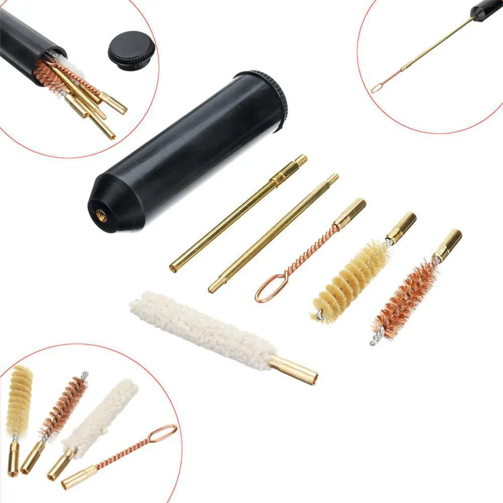 Universal Gun Cleaning Rock Barrel Reinigungswerkzeuge Bürste 38/357/9 mm Pistolenbürstenset Kupferdraht / Baumwolle Pistolenreinigungswerkzeug-Set Image