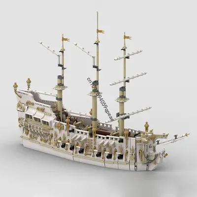 Neue 3550 Stück Moc Europäische mittelalterliche Piraten Serie Geist von Eden Kriegsschiff Kreative Ideen Kaiserliches Flaggschiff Spielzeug Geschenk Individuelles Puzzle Image