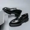 Schwarze Slipper für Männer braunes Stein muster Herren formelle Schuhe Business hand gefertigte Pu Leder Größe 38-46