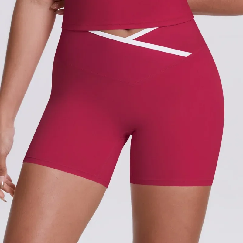 Fitness Yoga Weiß Rand Leggings Frauen Nahtlose V Taille Shorts Hohe Taille Butt Lifting Mode Gym Läuft Drei Punkt Hosen Image