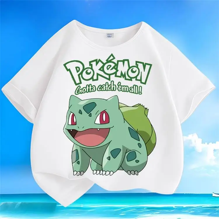 Pokémon Neue Mode Pet Elf Cartoon Frühling Sommer Jungen und Mädchen Kinder Kurzarm T-shirt Baumwolle Rundhals Vielseitig Top