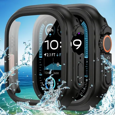 PC-Gehäuse + Glas für Apple Watch Ultra 2 Gehäuse 49 mm Smartwatch Bumper + Displayschutzfolie gehärtete Abdeckung iWatch-Serie Bandzubehör Image