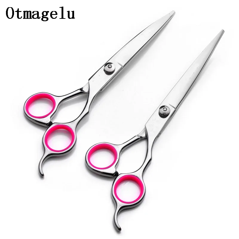 1PCS 7,0 zoll Professionelle pet schere für hund pflege Haar DIY Modellierung reparatur Hohe Qualität Gerade Ausdünnung Gebogene schere Image