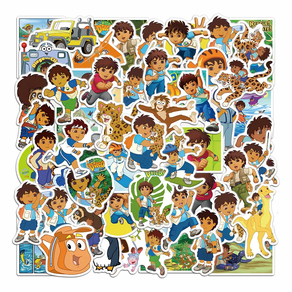 50 Stück Go Diego Go Graffiti-Aufkleber, dekorative Handyhüllen, Notebook, DIY, personalisierte wasserfeste Aufkleber Image
