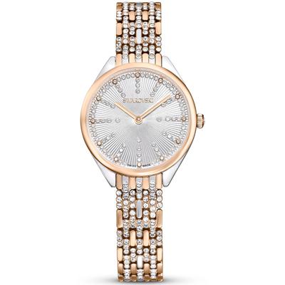 Quarzuhr SWAROVSKI "ATTRACT PAVÈ", rosa (roségoldfarben, silberfarben), Armbanduhren, Damen, Armbanduhr, Damenuhr, Swarovski-Kristalle, Swiss Made Image