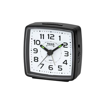 Quarzwecker FILIUS ZEITDESIGN, schwarz, Wecker, Reisewecker, Schlafzimmer, Beleuchtung, schleichende Sekunde, Snooze