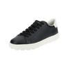 Sneaker GEOX "Geox Sneaker Leder", Damen, Gr. 36, schwarz (schwarz, weiß), Leder, casual, Schuhe
