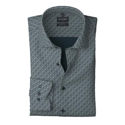 Langarmhemd OLYMP "24/Seven - Luxor", Herren, Gr. 41, N-Gr, blau (marine), Web, Obermaterial: 64% Baumwolle, 27% Polyester, 9% Elasthan, casual, comfort fit normal, Langarm 2-Knopf-Manschette, Hemden, Climate Control, Businesshemd, comfort fit,... Image