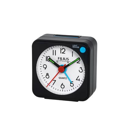 Quarzwecker FILIUS ZEITDESIGN, schwarz, Wecker, Wecker, Reisewecker, Schlafzimmer, Leuchtzeiger,schleichende Sekunde