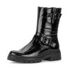 Bikerboots GABOR "FLORENZ", Damen, Gr. 37, schwarz, Lackleder, glänzend, modisch, Schuhe, Blockabsatz, Stiefelette mit einer Schafthöhe von 21 cm, G-Weite