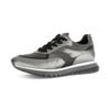 Keilsneaker GABOR "TURIN", Damen, Gr. 41, grau (grau, silberfarben), Veloursleder, Glattleder, metallic, sportlich, Schuhe, Plateau, Schnürschuh, Komfortschuh in H-Weite (=sehr weit)