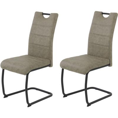 Freischwinger HELA "DUNJA", braun (vintage schlamm, schwarz, schwarz), B:44cm H:98cm T:58cm, 100% Polyester, Stühle, Schwingstuhl; Vintage Optik; mit Griff; Rundrohrgestell Image