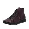 Schnürboots RIEKER, Damen, Gr. 36, lila (brombeere), Lederimitat, unifarben, modisch, Schuhe, Schnürstiefelette, High Top Sneaker, Plateauboots mit Profilsohle
