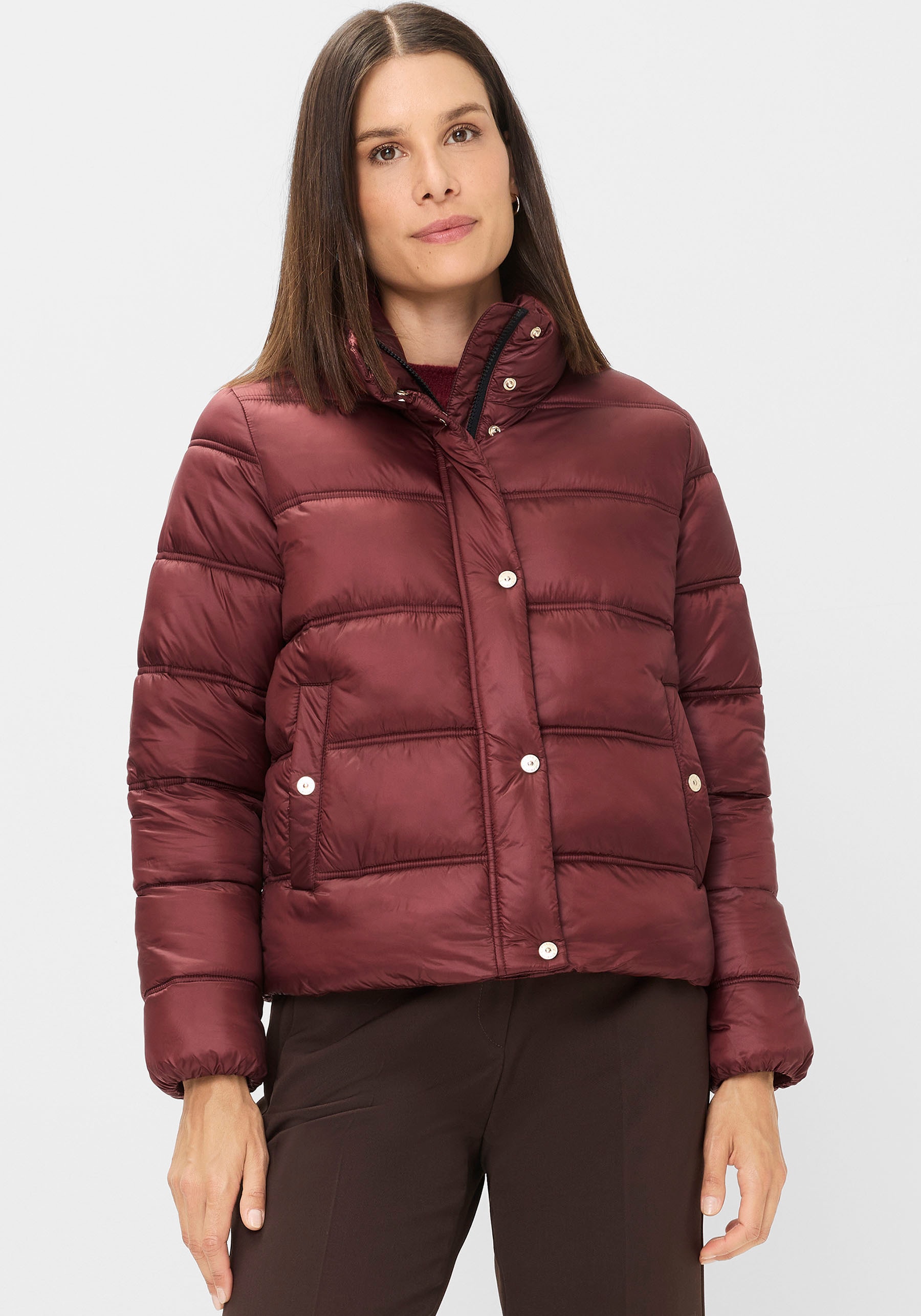 Steppjacke FUCHS SCHMITT "Steppjacke", Damen, Gr. 34, rot (bordeaux), Web, Obermaterial: 100% Polyester, clean, unifarben, regular fit normal, Rundhals, eingesetzt gerader Abschluss, Jacken, mit Eingrifftaschen an der Seite Image