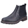 Chelseaboots RIEKER, Herren, Gr. 44, schwarz, Glattleder, Elastischer Einsatz, unifarben, klassisch, Schuhe, Stiefelette, Casual-Boots mit kontrastfarbener Rahmennaht