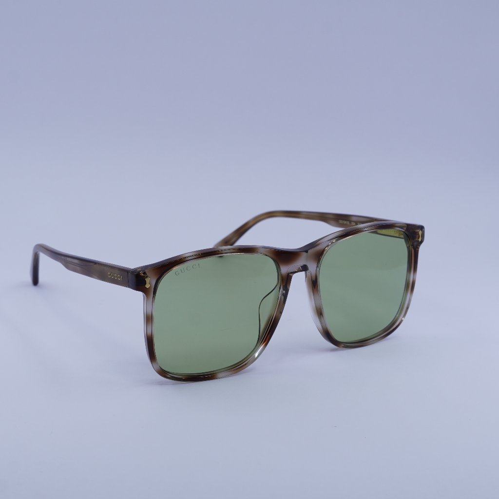 Gucci Accessories | Gucci Gg1041s 004 Sunglasses Havana Square Frame, Green Lenses | Color: Brown/Green | Size: 57 - 17 - 145