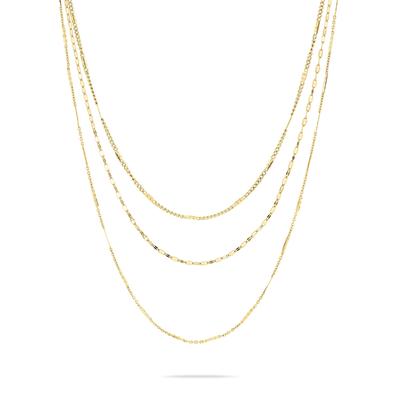 Kette ohne Anhänger LIEBESKIND BERLIN "Schmuck Edelstahl Sparkling With Layers LJ-1459 LJ-1460 LJ-1461", gold (gelbgoldfarben), Halsketten, Damen, Edelstahl, L: 58cm B: 1mm, B:1mm Image