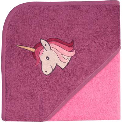 Kapuzenhandtuch WÖRNER "Einhorn", pink, B:80cm L:80cm, Frottee, Frottee, Handtücher (Packung), mit Kapuze, maschinenwaschbar, trocknergeeignet Image