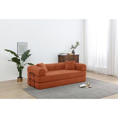 Convertible Sleeper Sofa Bed, Corduroy Folding Couch with Pillow