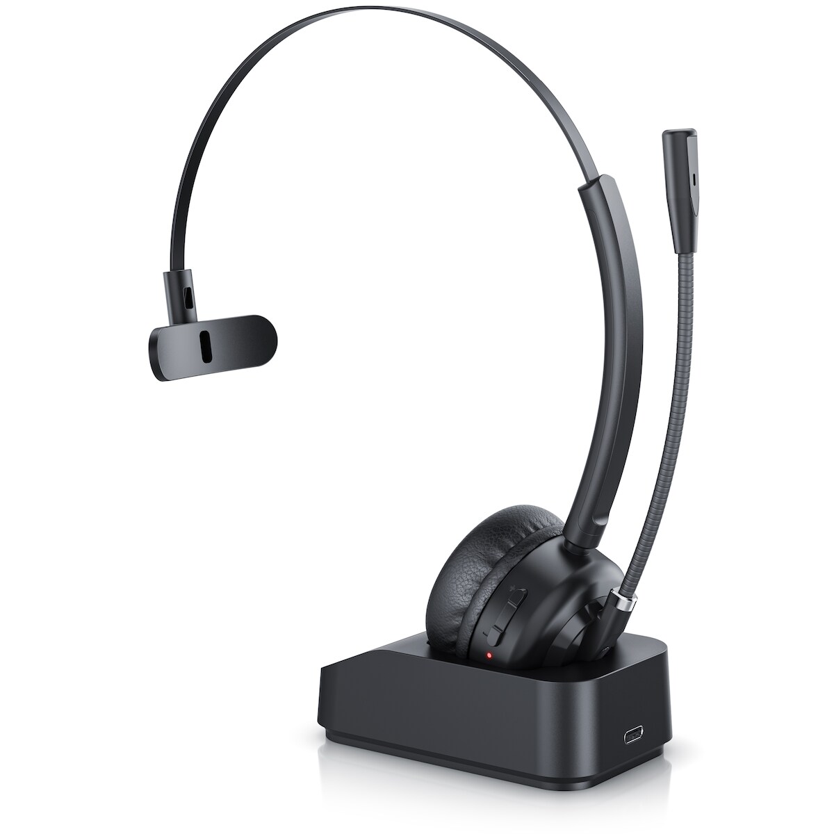 CSL Bluetooth Headset BT 5.3, Mikrofon, Noise Cancelling, Multipoint, mit Ladestation, kabellos, für Smartphone & PC