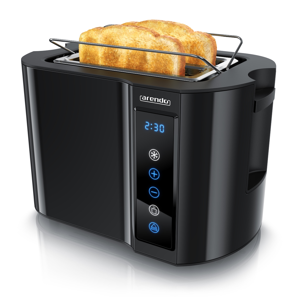 Arendo Toaster, Edelstahl, mit Brötchenaufsatz, Display & Touch, wärmeisoliert, verschiedene Schlitze Image