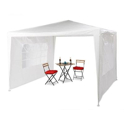 relaxdays Pavillon 3x3m mit 2 Seitenteilen weiß
