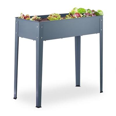 relaxdays Graues Hochbeet aus Metall schmal Image